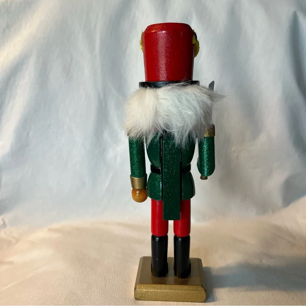 Christmas Wooden Nutcracker Red & Green Coat 10.5 in